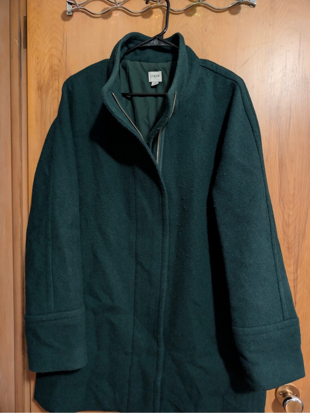 J.Crew Women's Dark Green Wool Blend Coat Size 16